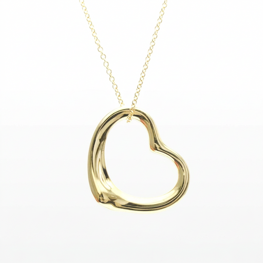 Tiffany Open Heart Necklace Yellow Gold (18K) No Stone Men,Women Fashion Necklace (Gold)