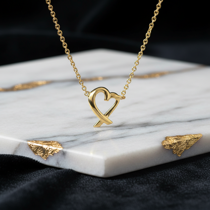 Tiffany Loving Heart Necklace Yellow Gold (18K) No Stone Men,Women Fashion Necklace (Gold)