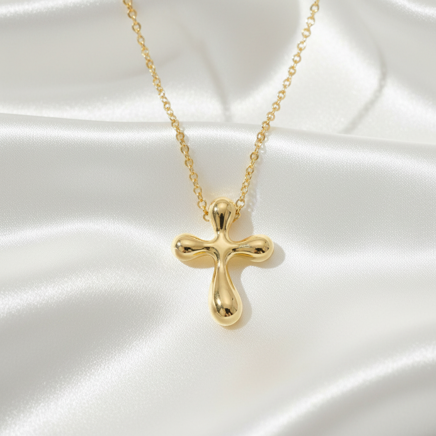 Tiffany Small Cross Necklace Yellow Gold (18K) No Stone Men,Women Fashion Necklace (Gold)