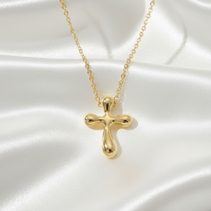 Tiffany Small Cross Necklace Yellow Gold (18K) No Stone Men,Women Fashion Necklace (Gold)