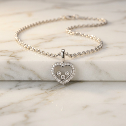 Chopard Happy Diamond Necklace 79/4502 White Gold (18K) Diamond Men,Women Fashion Necklace (Silver)