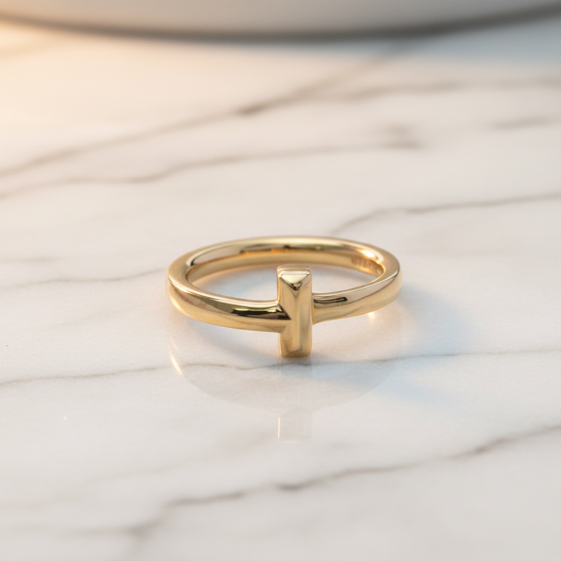 Tiffany T-One Narrow Ring Pink Gold (18K) Fashion No Stone Band Ring Pink Gold