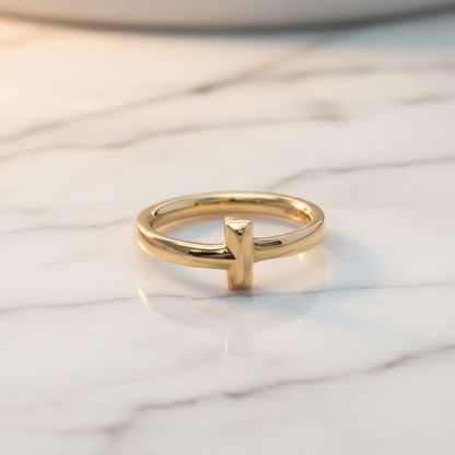 Tiffany T-One Narrow Ring Pink Gold (18K) Fashion No Stone Band Ring Pink Gold