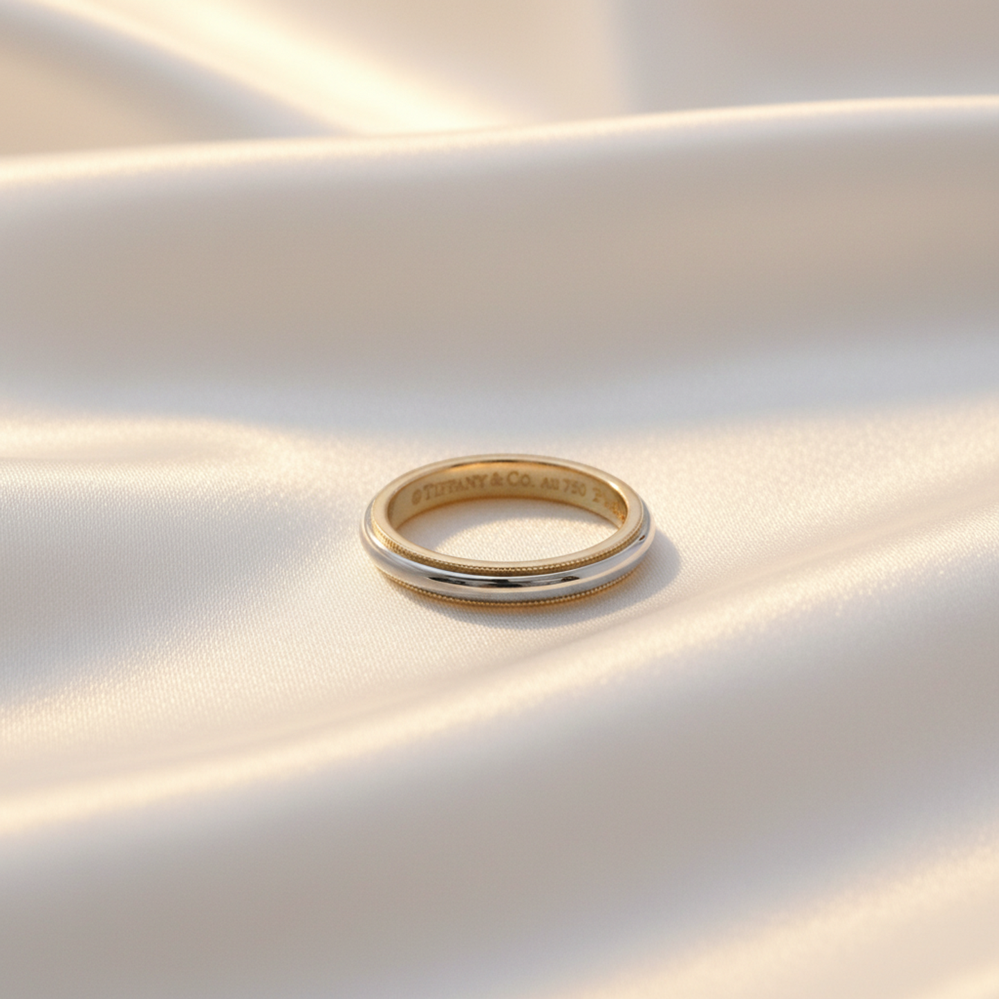 Tiffany Milgrain Ring Pink Gold (18K),Platinum Fashion No Stone Band Ring Silver,Pink Gold