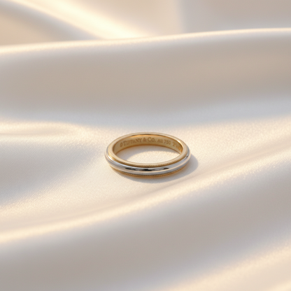 Tiffany Milgrain Ring Pink Gold (18K),Platinum Fashion No Stone Band Ring Silver,Pink Gold