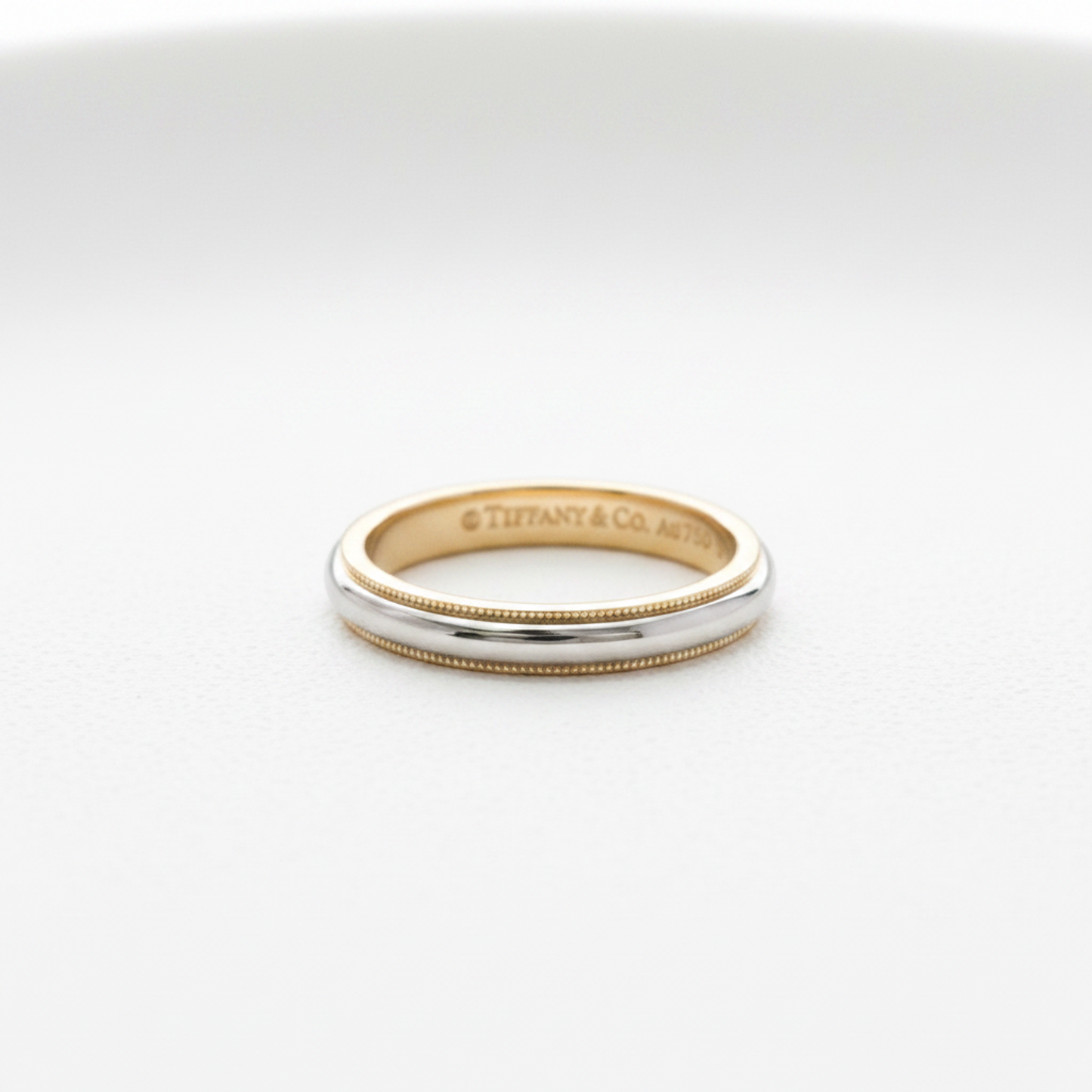 Tiffany Milgrain Ring Pink Gold (18K),Platinum Fashion No Stone Band Ring Silver,Pink Gold