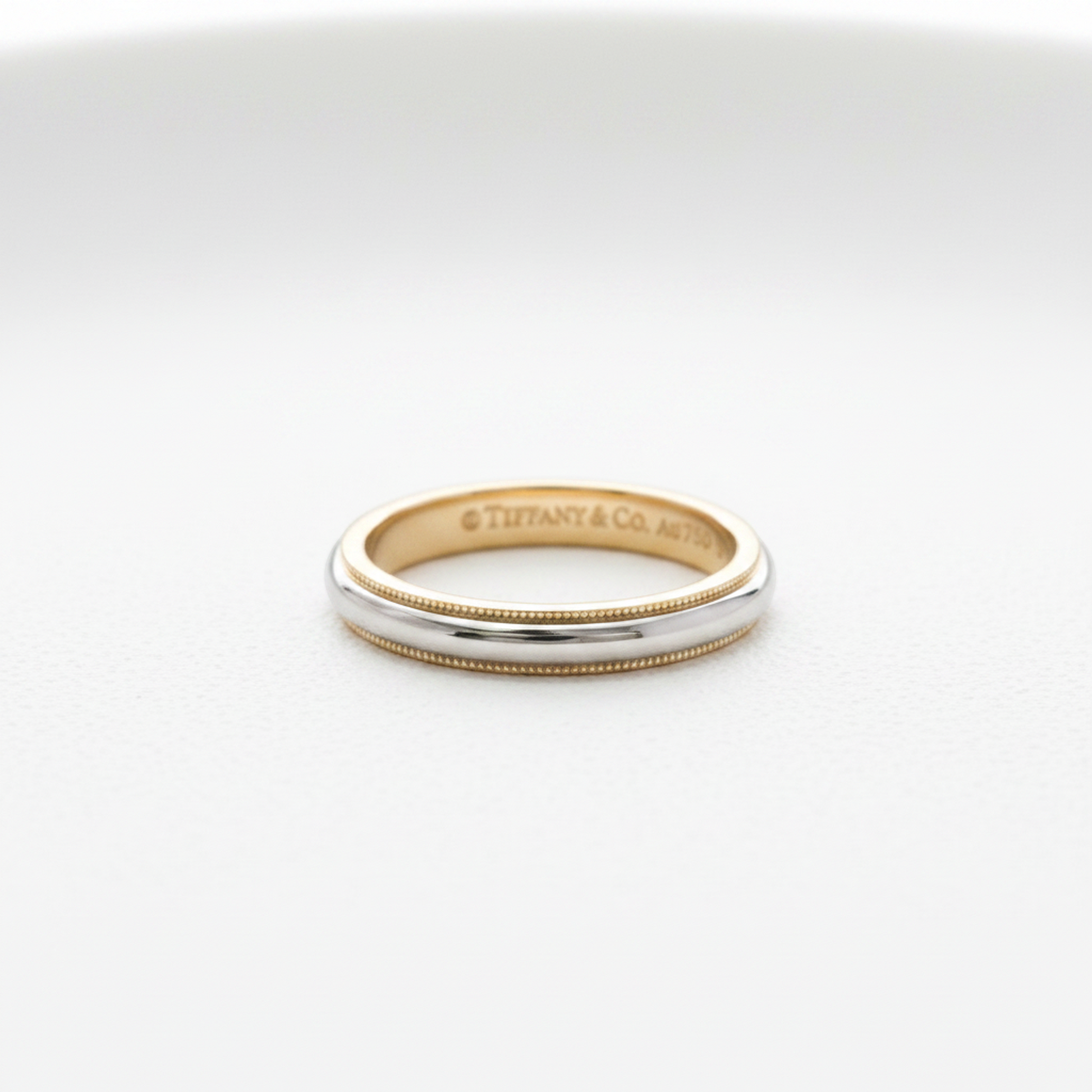 Tiffany Milgrain Ring Pink Gold (18K),Platinum Fashion No Stone Band Ring Silver,Pink Gold