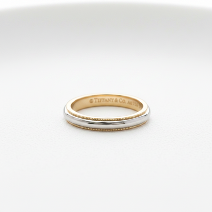 Tiffany Milgrain Ring Pink Gold (18K),Platinum Fashion No Stone Band Ring Silver,Pink Gold