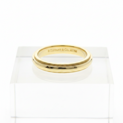 Tiffany Milgrain Ring Yellow Gold (18K) Fashion No Stone Band Ring Gold