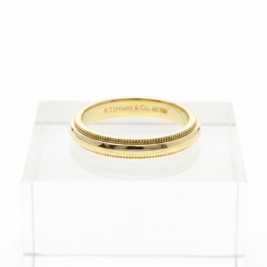 Tiffany Milgrain Ring Yellow Gold (18K) Fashion No Stone Band Ring Gold