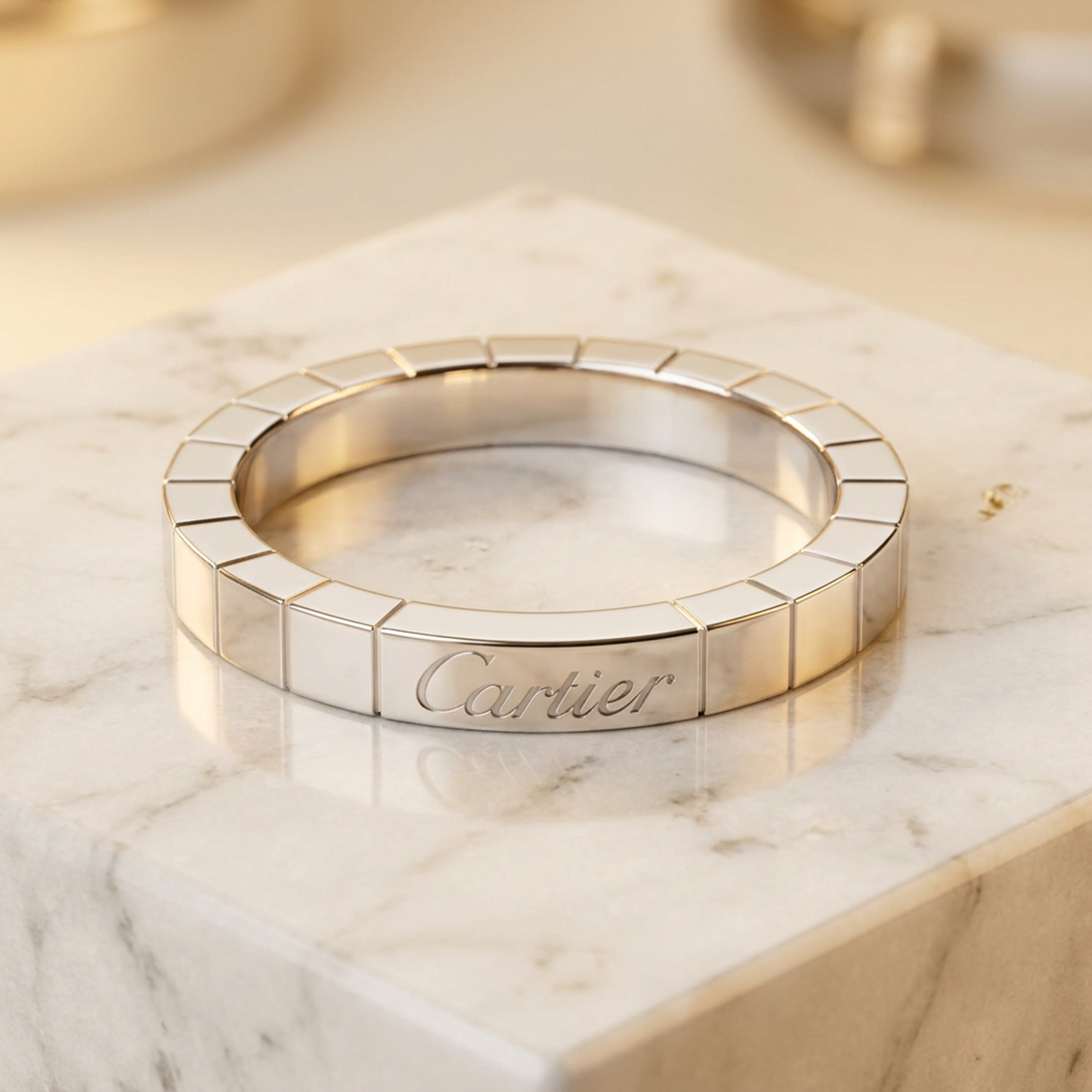 Cartier Lanieres White Gold (18K) Fashion No Stone Band Ring Silver