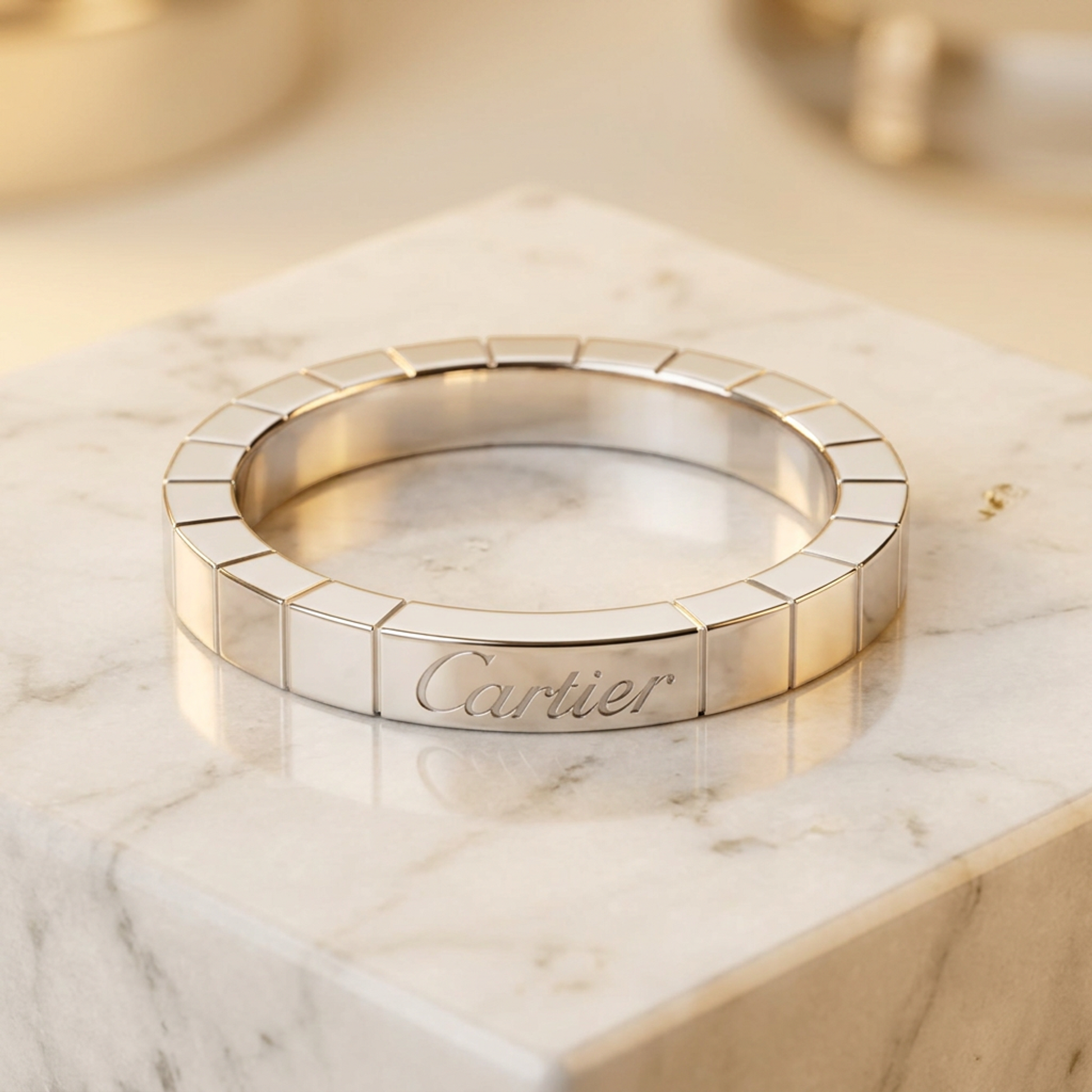 Cartier Lanieres White Gold (18K) Fashion No Stone Band Ring Silver