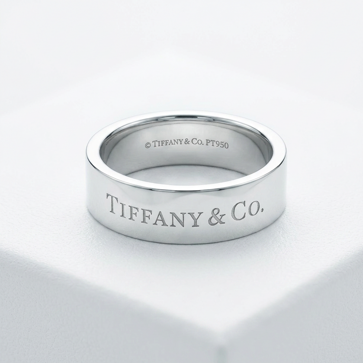 Tiffany Flat Band Ring LM Platinum Fashion No Stone Band Ring Silver