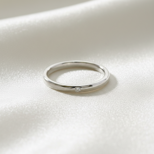 Tiffany Stacking Band Ring 1P Diamond Platinum Fashion Diamond Band Ring Silver