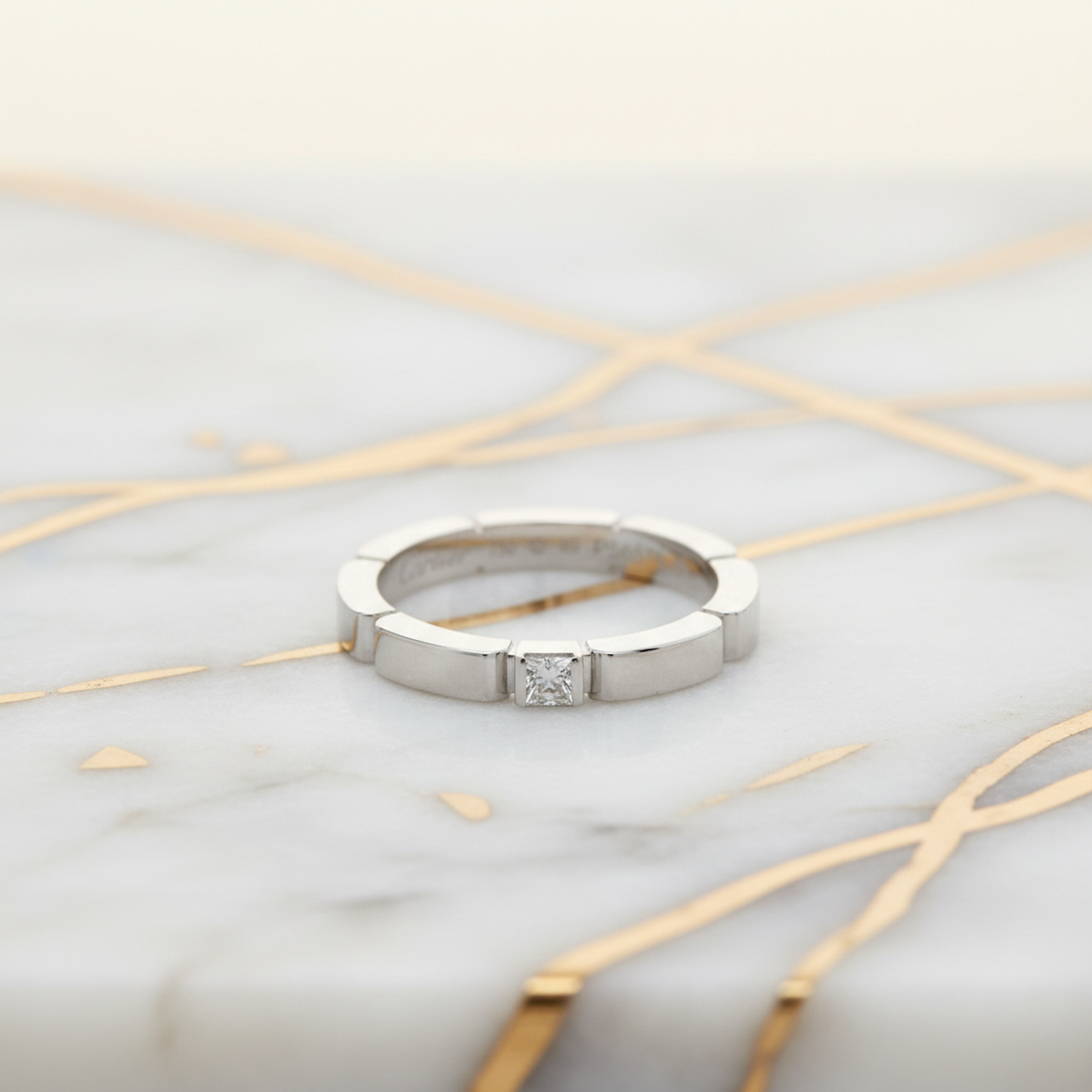 Cartier Maillon Panthère Ring With 1 Diamond White Gold (18K) Fashion Diamond Band Ring Silver