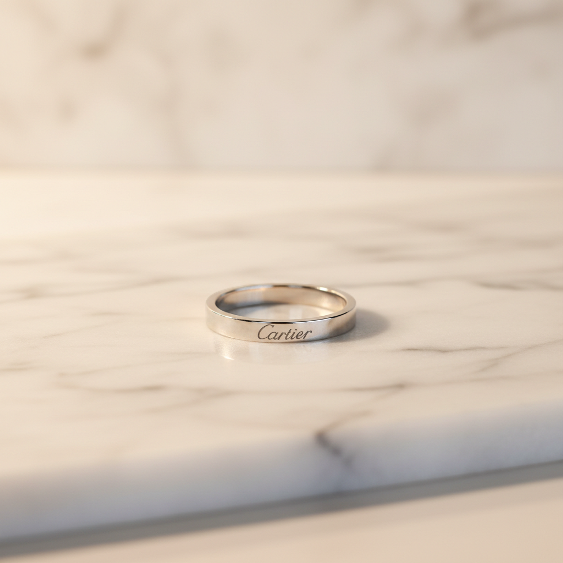 Cartier C De Cartier Ring Platinum Fashion No Stone Band Ring Silver