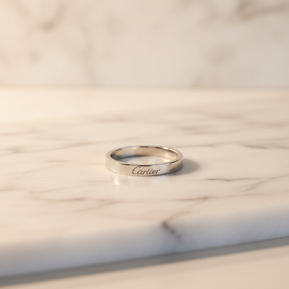 Cartier C De Cartier Ring Platinum Fashion No Stone Band Ring Silver