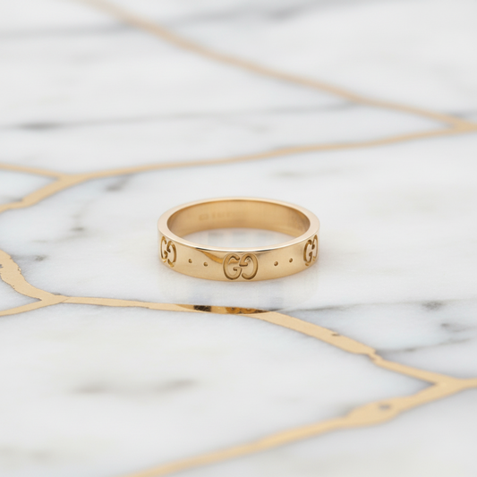 Gucci Icon Ring Pink Gold (18K) Fashion No Stone Band Ring Pink Gold