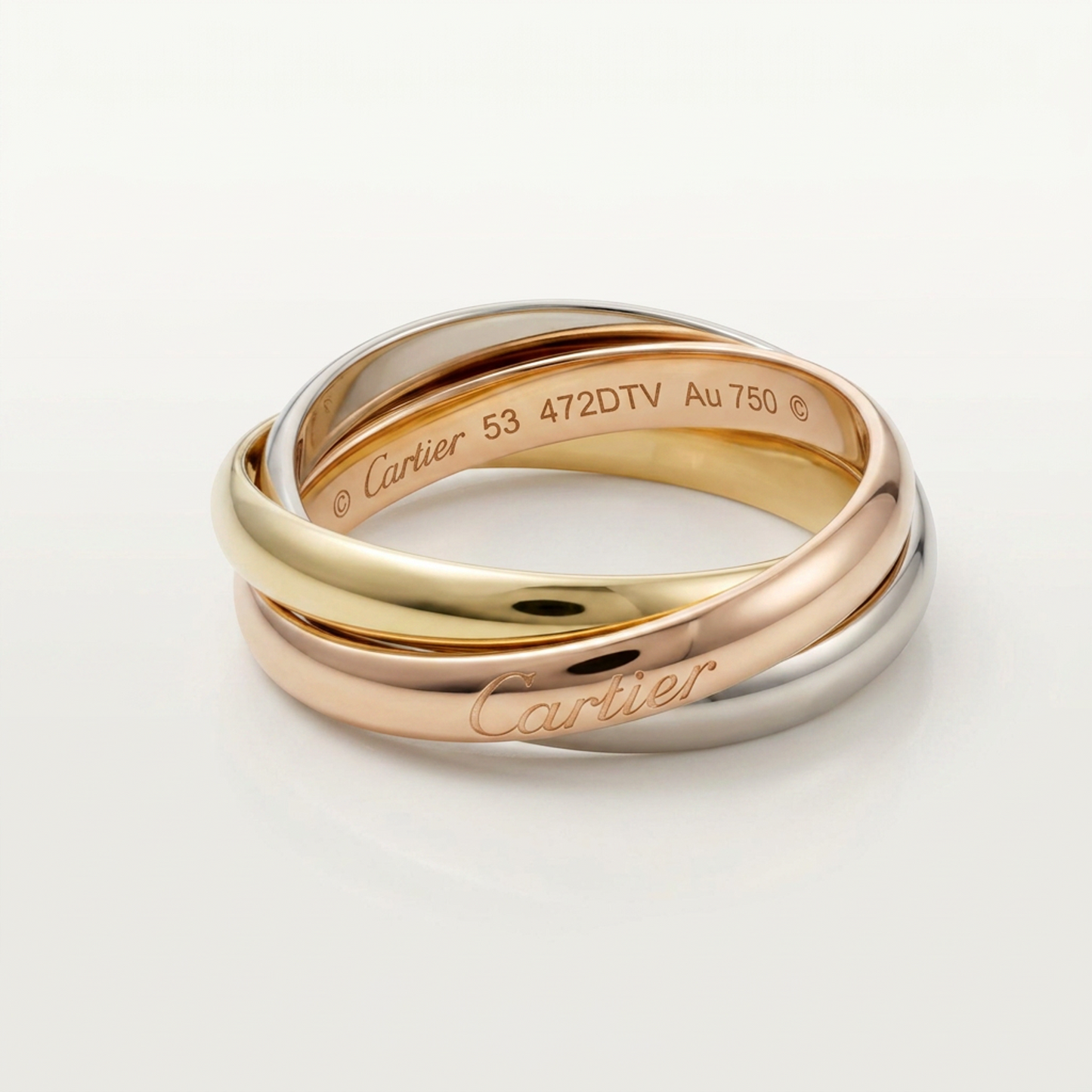 Cartier Trinity Ring Yellow Gold (18K),Pink Gold (18K),White Gold (18K) Fashion No Stone Band Ring Gold