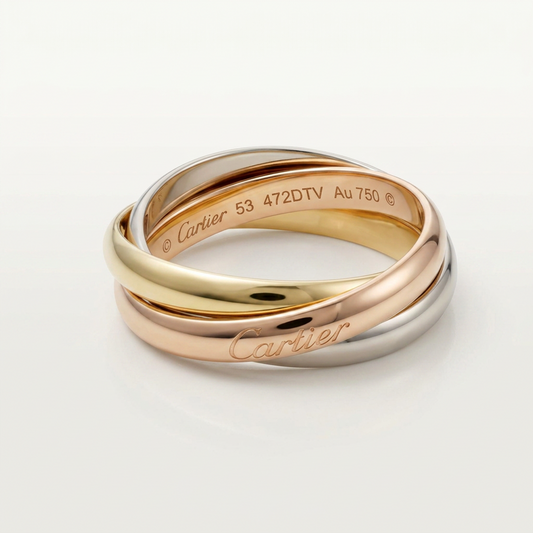 Cartier Trinity Ring Yellow Gold (18K),Pink Gold (18K),White Gold (18K) Fashion No Stone Band Ring Gold