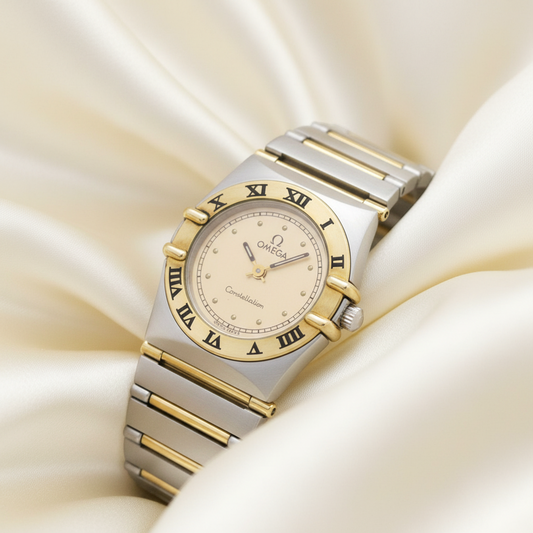 OMEGA Constellation 18K Gold Steel Ladies Watch 795.1080 Polished