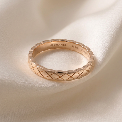 Chanel Coco Crush Ring Mini Model Pink Gold (18K) Fashion No Stone Band Ring Pink Gold