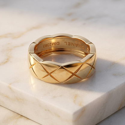 Chanel Coco Crush Ring Medium Model Pink Gold (18K) Fashion No Stone Band Ring Pink Gold