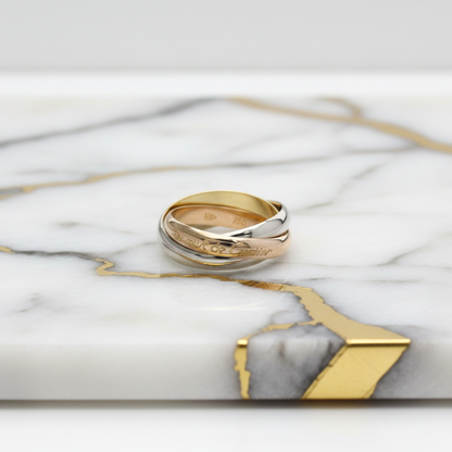 Cartier Trinity Ring Yellow Gold (18K),Pink Gold (18K),White Gold (18K) Fashion No Stone Band Ring Gold