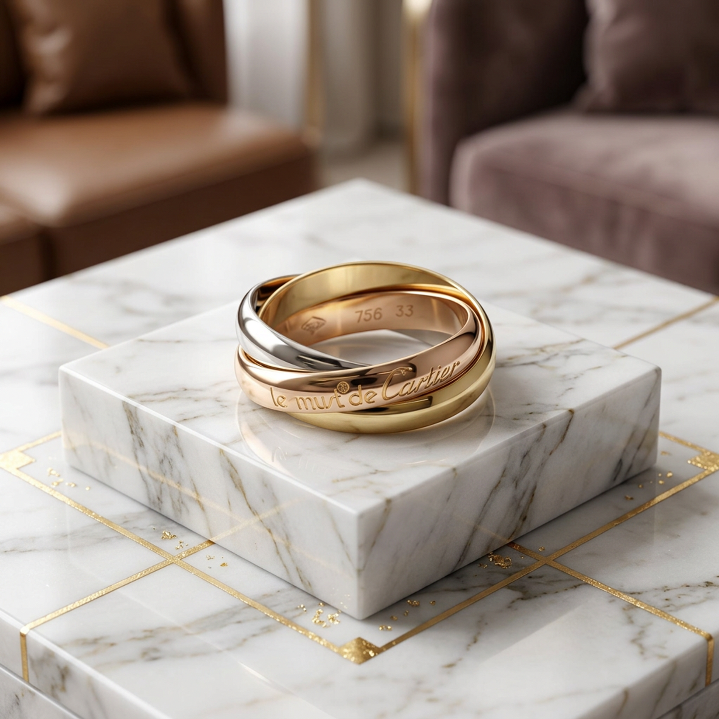Cartier Trinity Ring Yellow Gold (18K),Pink Gold (18K),White Gold (18K) Fashion No Stone Band Ring Gold