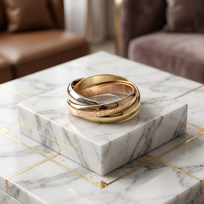 Cartier Trinity Ring Yellow Gold (18K),Pink Gold (18K),White Gold (18K) Fashion No Stone Band Ring Gold