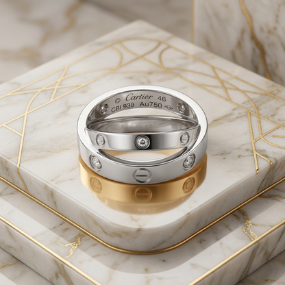 Cartier Be Love Ring White Gold (18K) Fashion Diamond Band Ring Silver