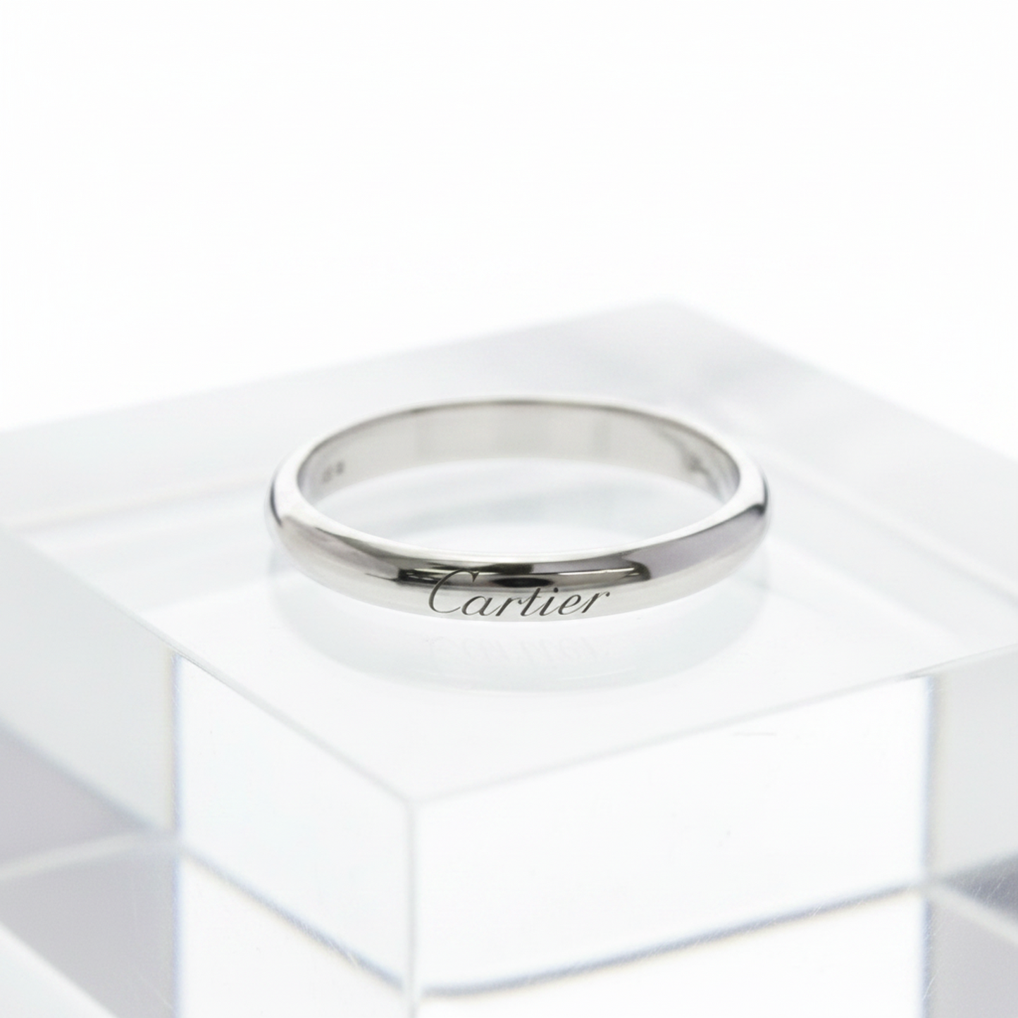 Cartier 1895 Wedding Ring Platinum Fashion No Stone Band Ring Silver
