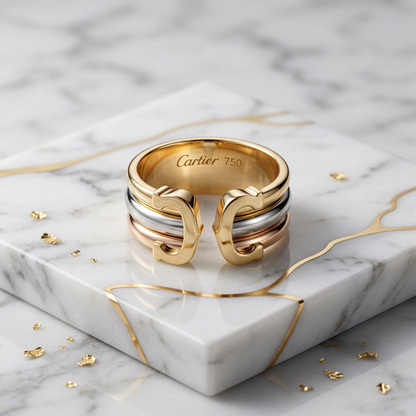 Cartier 2C Trinity Ring Yellow Gold (18K),Pink Gold (18K),White Gold (18K) Fashion No Stone Band Ring Gold,Silver,Pink Gold