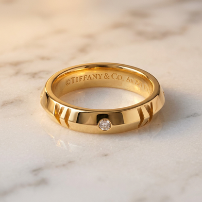 Tiffany Atlas X Closed Ring Yellow Gold (18K) Fashion Diamond Band Ring Gold