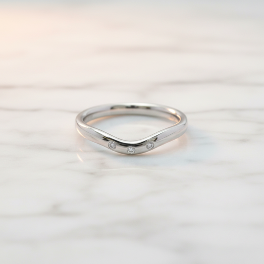 Tiffany Curved Band Ring With 3 Diamonds Platinum Fashion Diamond Band Ring Silver