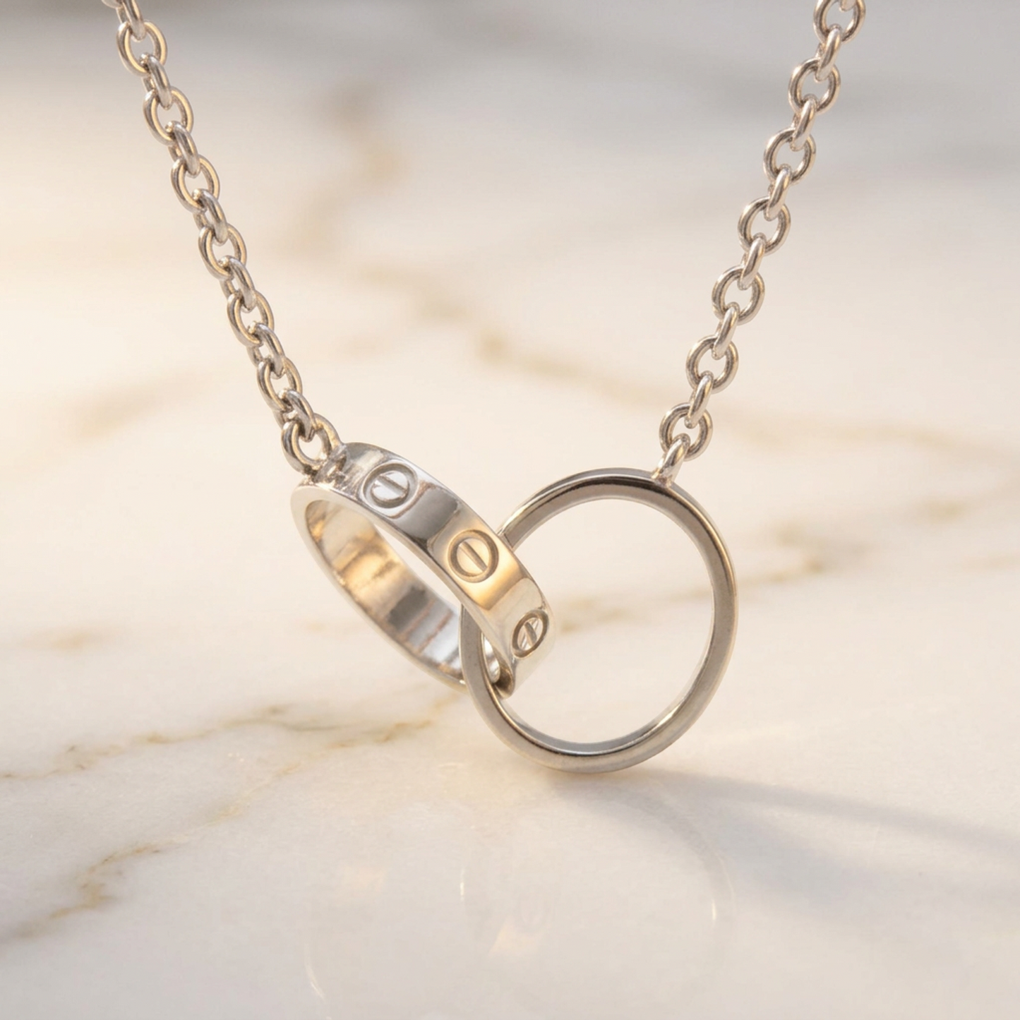 Cartier Baby Love Necklace White Gold (18K) No Stone Men,Women Fashion Necklace (Silver)