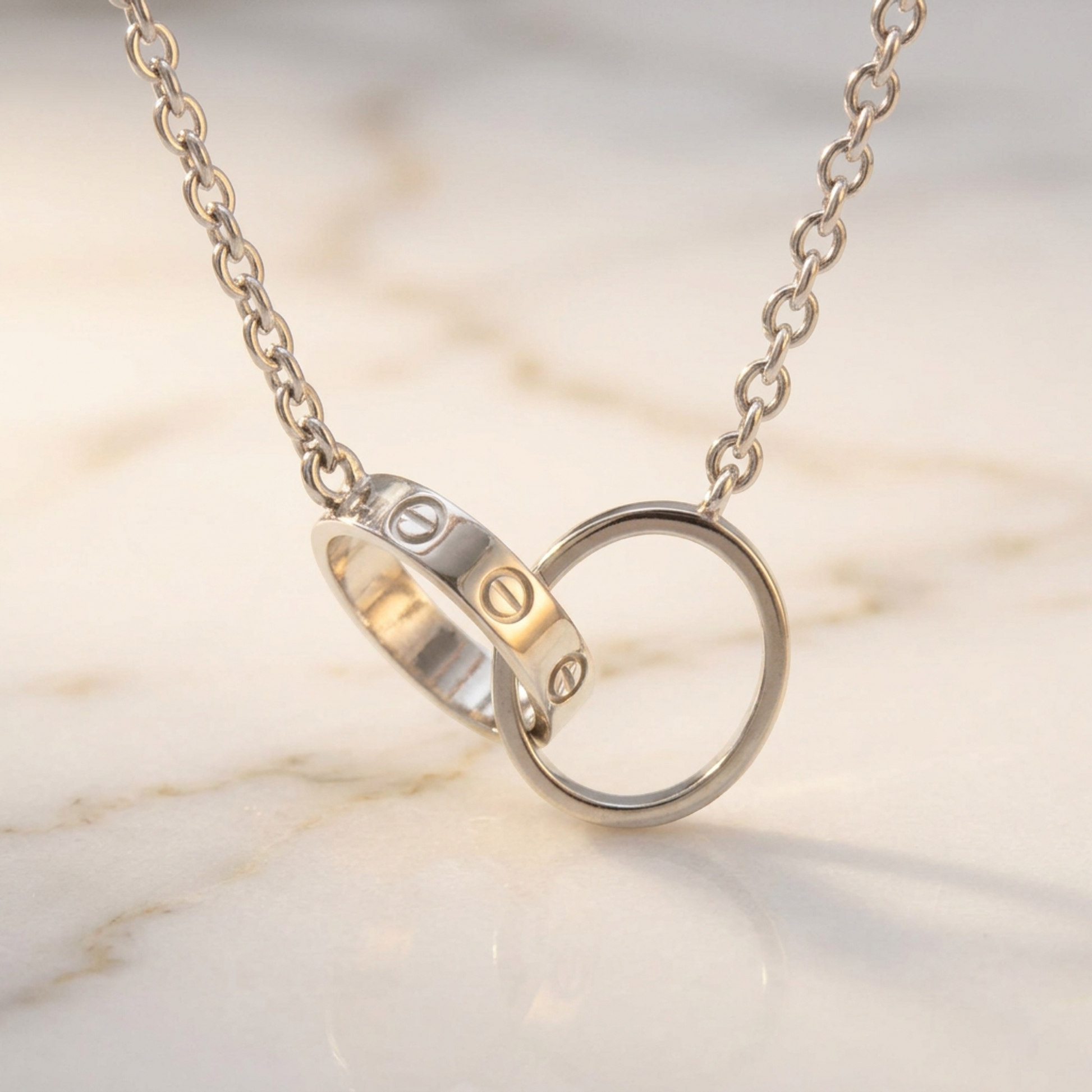 Cartier Baby Love Necklace White Gold (18K) No Stone Men,Women Fashion Necklace (Silver)