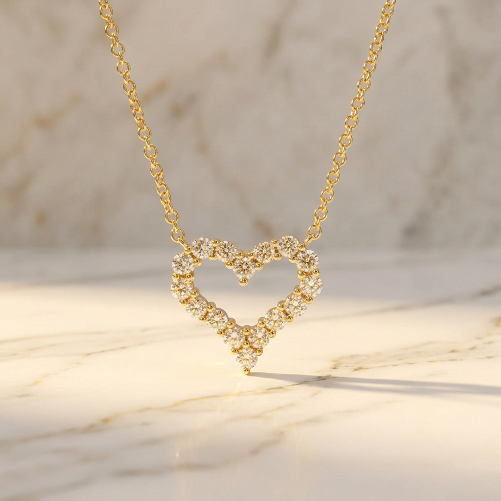 Tiffany Sentimental Heart Necklace Yellow Gold (18K) Diamond Men,Women Fashion Necklace (Gold)