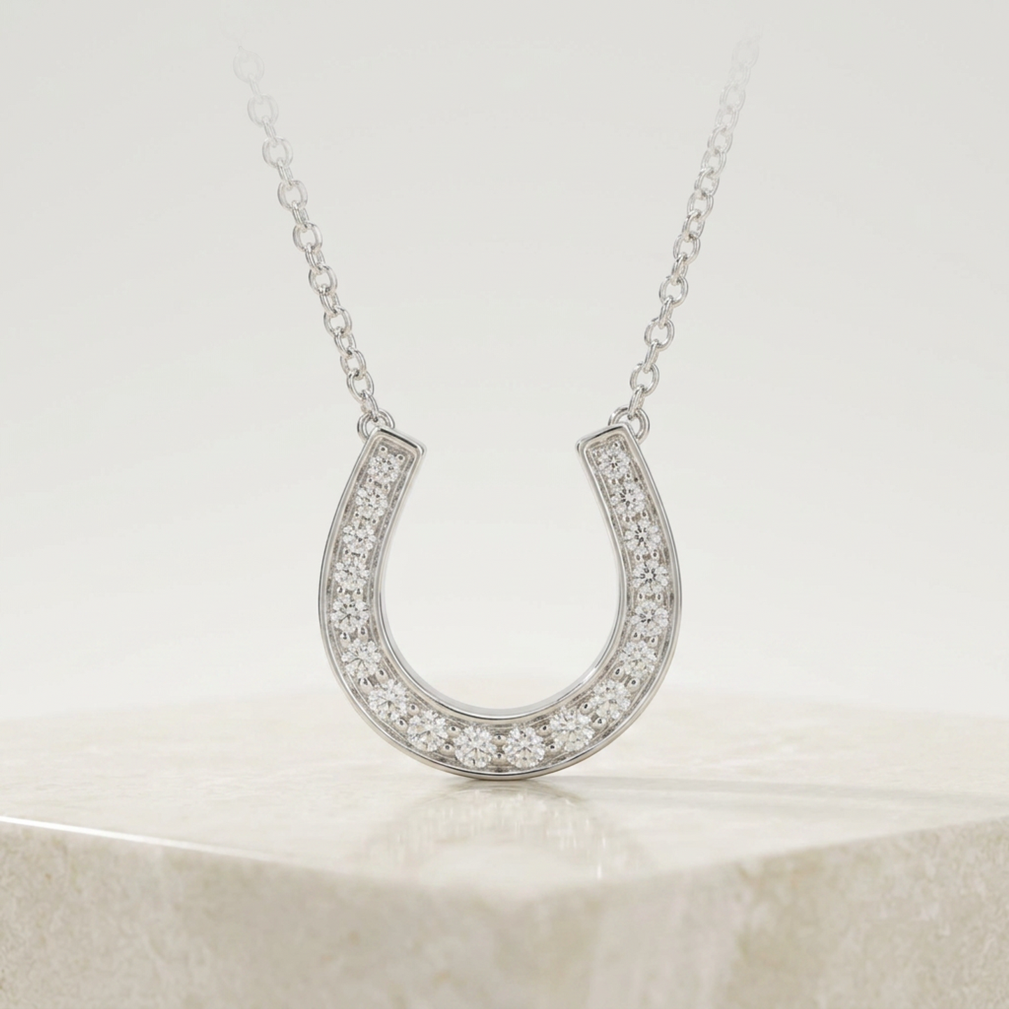Tiffany Horseshoe Diamond Necklace Platinum Diamond Men,Women Fashion Necklace (Silver)