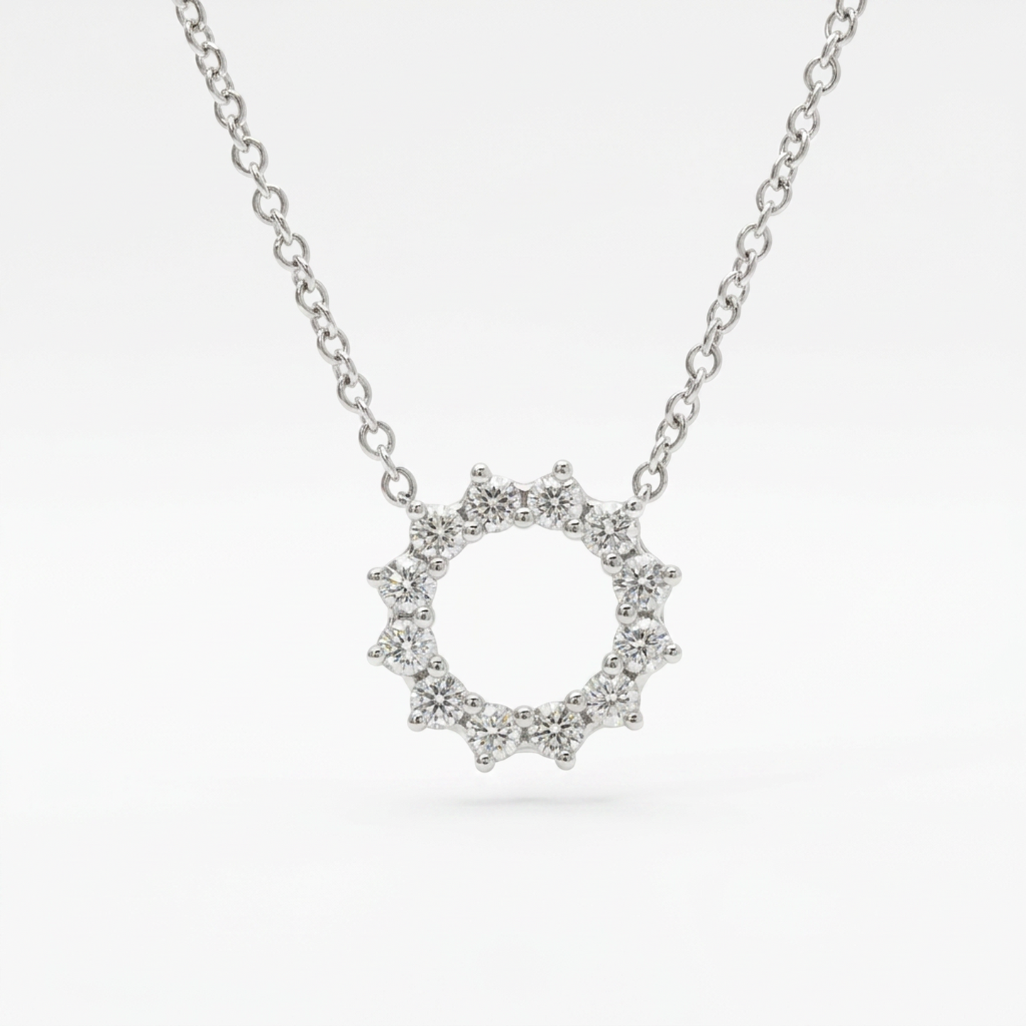 Tiffany Open Circle Mini Necklace Platinum Diamond Men,Women Fashion Necklace (Silver)
