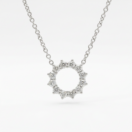 Tiffany Open Circle Mini Necklace Platinum Diamond Men,Women Fashion Necklace (Silver)