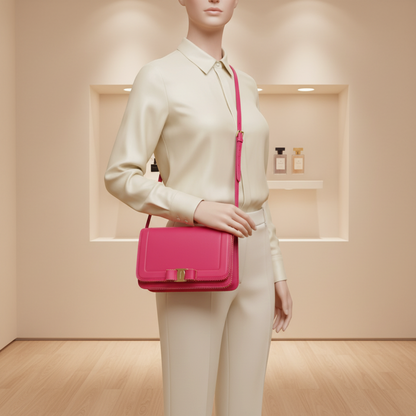 Salvatore Ferragamo Vara FZ-21 O001 Women's Leather Shoulder Bag Pink