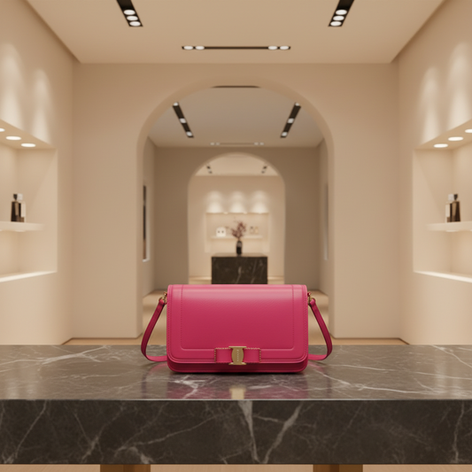 Salvatore Ferragamo Vara FZ-21 O001 Women's Leather Shoulder Bag Pink