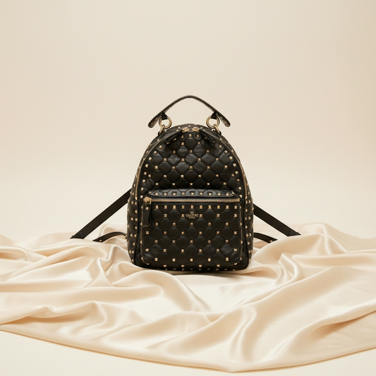 Valentino Garavani Lockstuds Spike Mini Backpack Women's Leather Backpack Black