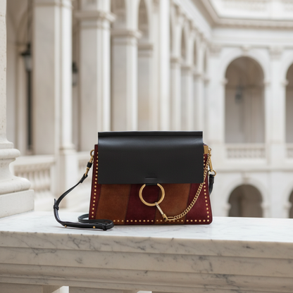 Chloé Faye Medium Women's Leather,Suede Shoulder Bag Black,Brown,Red Brown