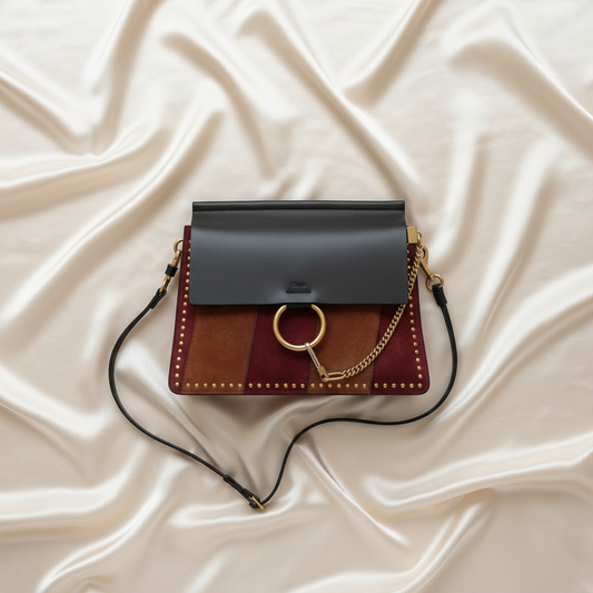 Chloé Faye Medium Women's Leather,Suede Shoulder Bag Black,Brown,Red Brown