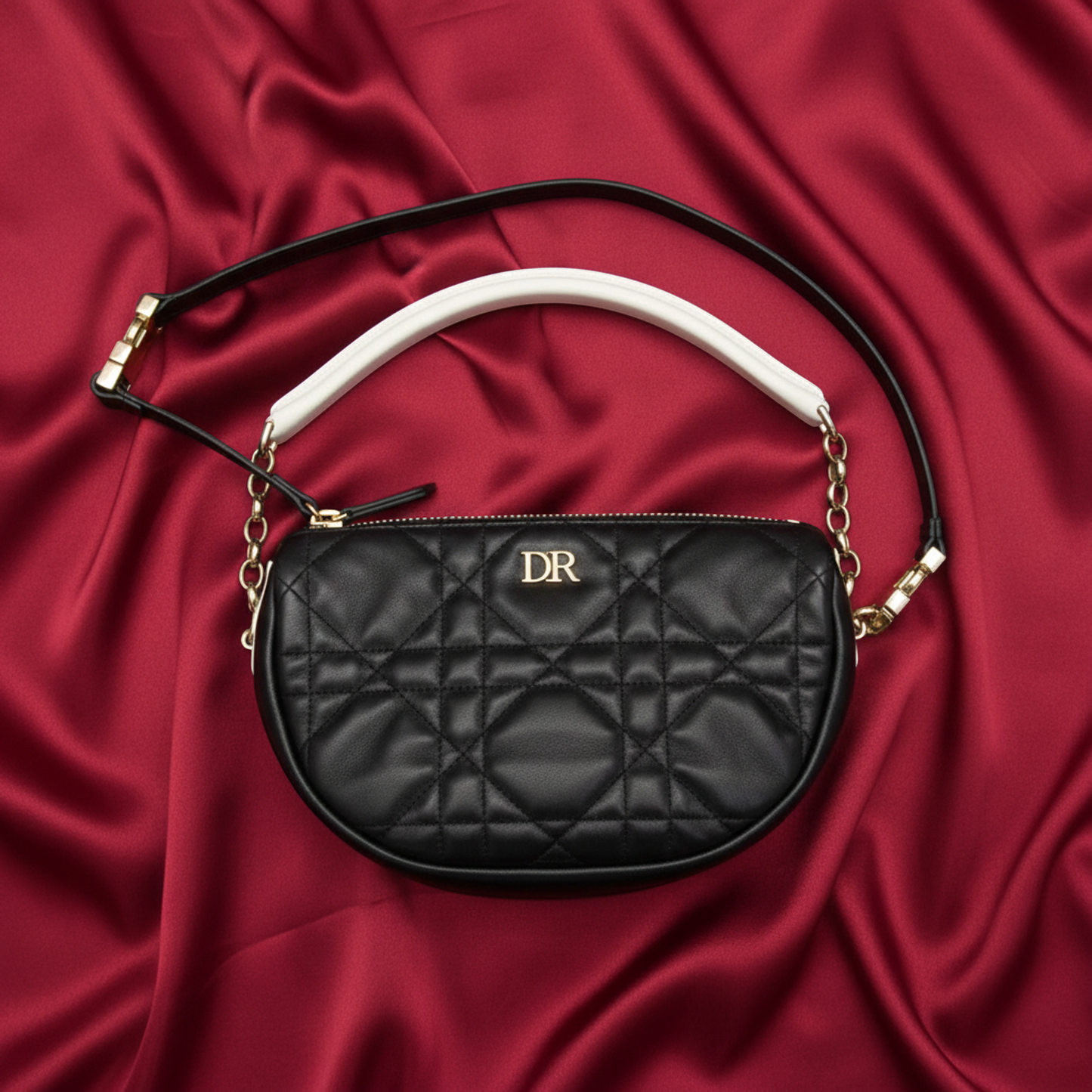 Christian Dior Dior Vibe Hobo M7200ONOA Women's Leather Handbag,Shoulder Bag Black,White