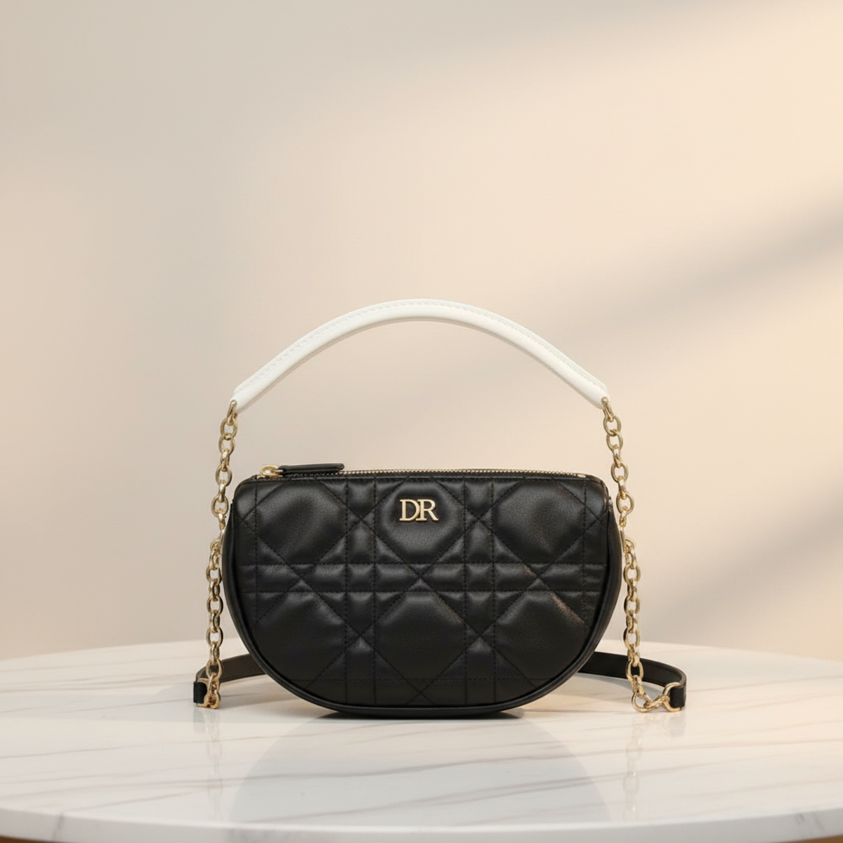 Christian Dior Dior Vibe Hobo M7200ONOA Women's Leather Handbag,Shoulder Bag Black,White