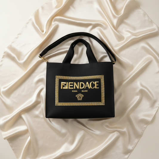 Fendi FENDI X Versace Fendace 1006607 Men,Women Canvas Shoulder Bag,Tote Bag Gold,Black