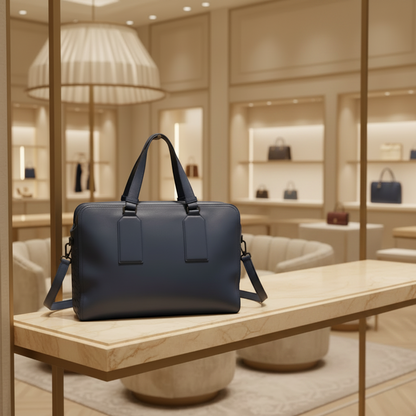 Bottega Veneta Intrecciato Business Bag Men's Leather Briefcase,Handbag Navy